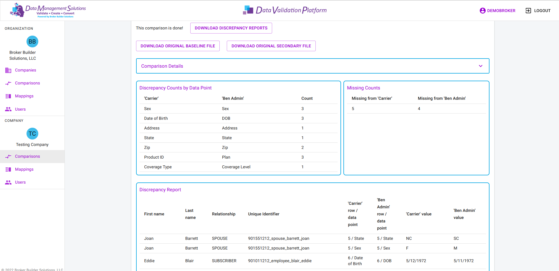 DMS-Data-Validate-Results